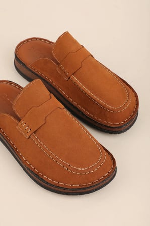 Hakiki Deri Unisex Sabo Terlik | Anatomik Yumuşak Tabanlı hkm.41 Taba Nubuk