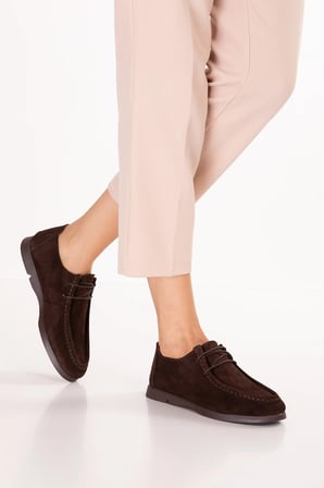 Gondol Kadın Hakiki Deri Moccasin Golf Model Kadın Ayakkabı hl.33401 Kahve Süet