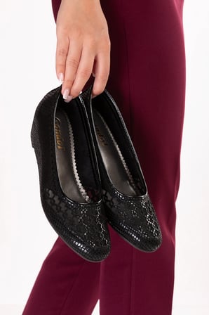 Gondol Transparan Ayrıntılı Ev Ayakkabı   dmr.195-2 Siyah Yılan