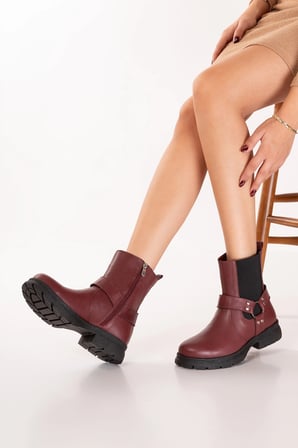Gondol Hakiki Deri Hafif Light Taban Günlük Rahat Bot anl.2798 Bordo