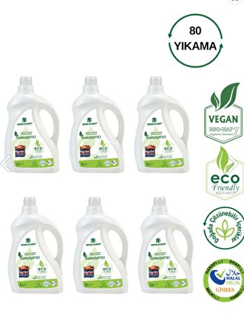 Worldchem Konsantre Çamaşır Yumuşatıcısı Bitkisel Ve Vegan Gül Kokulu 2 LT 80 Yıkama 6 Adet