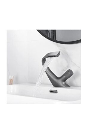 Banyo Lavabo Bataryası Antrasit Gri Şelale Tasarım Yeni 5 Yıl Garantili