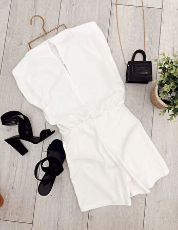 Krep Kumaş Şortlu Tulum