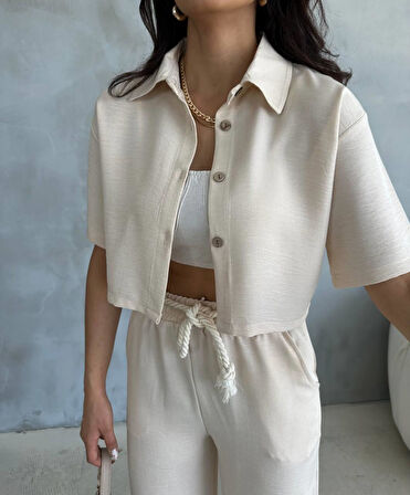 Halat Kemer Detaylı Keten Takım