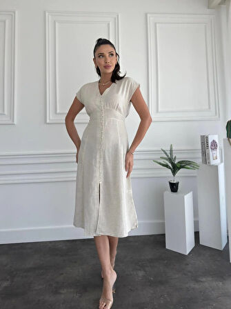 Düğme Detaylı Elbise