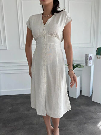 Düğme Detaylı Elbise