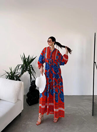 Baskılı Viskon Elbise 