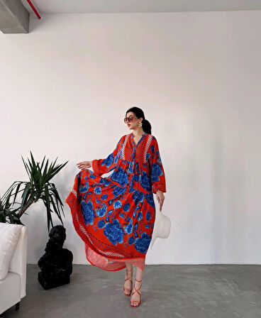 Baskılı Viskon Elbise 