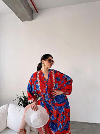 Baskılı Viskon Elbise 