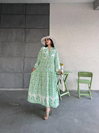 Baskılı Viskon Elbise 