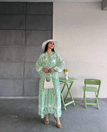 Baskılı Viskon Elbise 