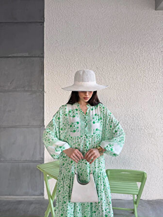 Baskılı Viskon Elbise 