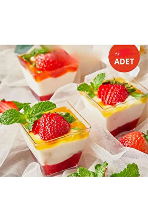 12'li Sunum Kasesi Magnolya Dondurma Puding Tatlı Meze Salata Cup Kabı Sert Plastik Mika Kase