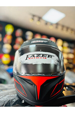 FAZER MAT BLACK GRAY RED ÇENE AÇILIR GÜNEŞ VİZÖRLÜ MOTOSİKLET KASKI