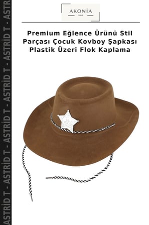 Premium Eğlence Ürünü Stil Parçası Çocuk Kovboy Şapkası Plastik Üzeri Flok Kaplama
