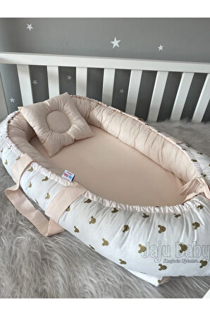 Gold Tasarım Somon Lüx Babynest Tasarım Jaju Anne Yanı Bebek Yatağı