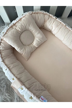 Gold Tasarım Somon Lüx Babynest Tasarım Jaju Anne Yanı Bebek Yatağı