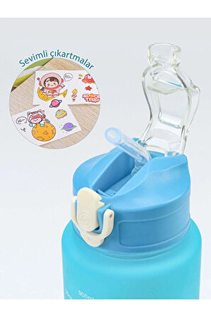 Açık Mavi 3'lü Kilitli Su Matarası