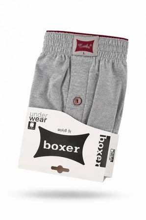 Erkek Penye Boxer 4 Adet %35 Pamuk %65 Polyester (Tutku Yetkili Satıcısı) Havlu Bel Düğmeli Pamuklu Rahat Kalıp Nefes Alan Kumaş - Gri