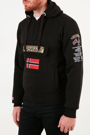 Norway Geographical Kapüşonlu Yarım Fermuarlı Outdoor Sweat Erkek SWEAT GYMCLASSA100 SİYAH
