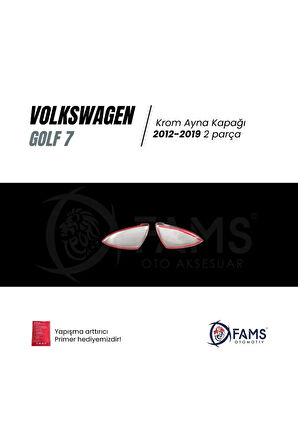 VW Golf 7 Krom Ayna Kapağı 2 Parça 2012-2019 Paslanmaz Çelik