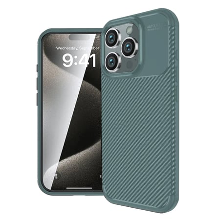 Apple iPhone 16 Pro Kılıf Auto Focus Karbon Kapak - Koyu Yeşil