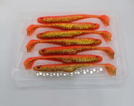 Daiwa Flat Junkie Duckfin Shad 3.5" Silikon Yem/7 Adet(Orange Gold)