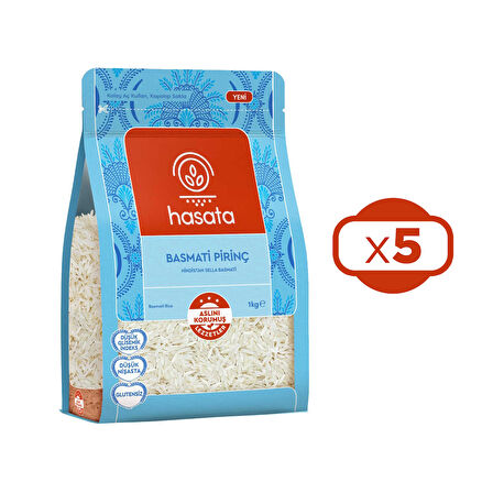Hasata Basmati Pirinç 1 kg x 5 Adet