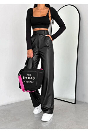 noa&noa Cırtlı Suni Deri Plazzo Pantolon