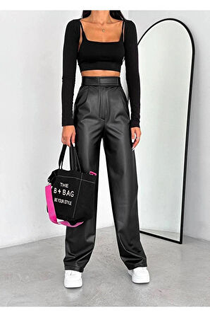 noa&noa Cırtlı Suni Deri Plazzo Pantolon