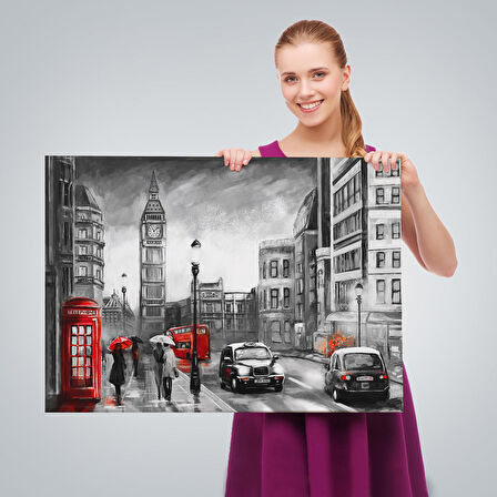 Ingiltere Londra Yağlıboya Görünüm Dekoratif Tablo-3543