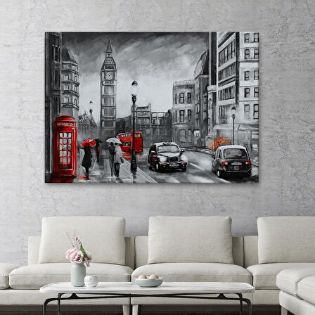 Ingiltere Londra Yağlıboya Görünüm Dekoratif Tablo-3543