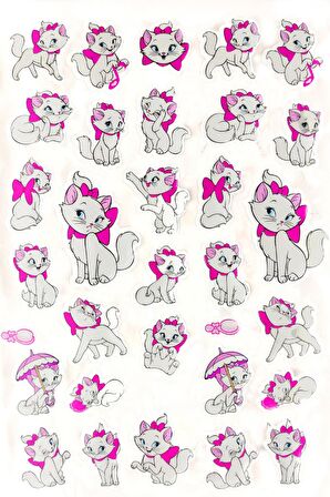 Sticker Kabartmalı A4 Boyutunda Stiker Defter, Planlayıcı Etiket (Lim055) -  Sevimli Kedi