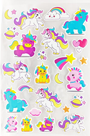 Sticker Kabartmalı A4 boyutunda Stiker Defter, planlayıcı etiket (Lim106)-  Unicorn