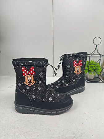 Lepetit Çocuk Kar Botu Kar Desenli Fermuarlı Kürklü Zincirli Kaymaz Taban 35-45-MİNNİE-HELLO