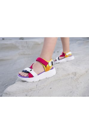 Kadın Dolgu Topuk Cırtlı Günlük Spor Sandalet Ss001-0178.Fuşya Beyaz