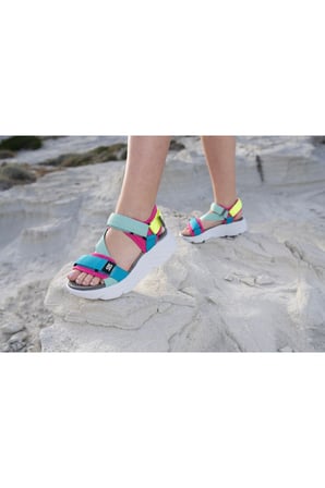 Kadın Dolgu Topuk Cırtlı Günlük Spor Sandalet Ss001-0178.Yeşil Mavi