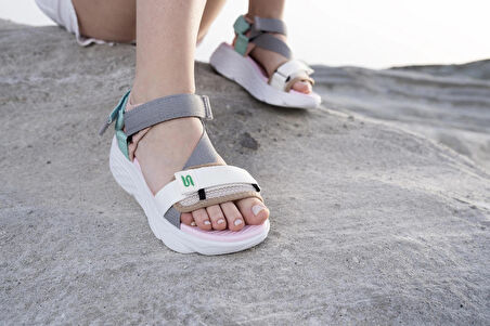 Sandal Spor Kadın Günlük Sandalet SS001-0178 BEYAZ-GRİ