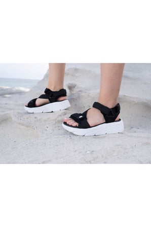 Kadın Dolgu Topuk Cırtlı Günlük Spor Sandalet Ss001-0178.Siyah Beyaz