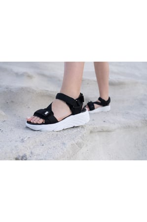 Kadın Dolgu Topuk Cırtlı Günlük Spor Sandalet Ss001-0178.Siyah Beyaz