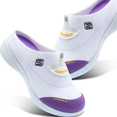 Sandal Spor Kadın Kaymaz Taban Ortopedik File Sabo Terlik  SS001-0258 BEYAZ