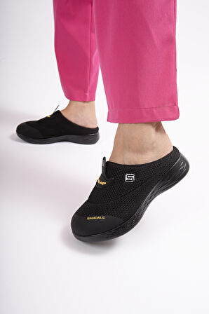 Sandal Spor Kadın Kaymaz Taban Ortopedik File Sabo Terlik  SS001-0258 SİYAH