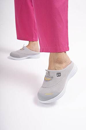 Sandal Spor Kadın Kaymaz Taban Ortopedik File Sabo Terlik SS001-0258 GRİ