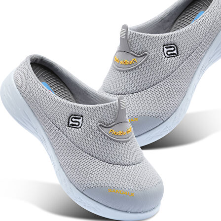 Sandal Spor Kadın Kaymaz Taban Ortopedik File Sabo Terlik SS001-0258 GRİ