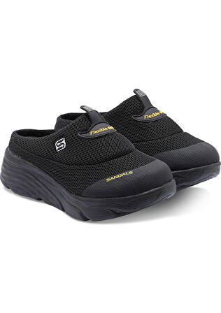 Sandal Spor S0001-0278 Kadın Dolgu Taban Ortopedik File Sabo Terlik Siyah