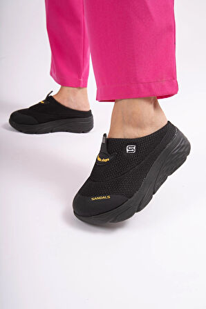 Sandal Spor Kadın Dolgu Taban Ortopedik File Sabo Doktor Hemşire Hastane Aşçı  Terlik  SİYAH SS001-0278