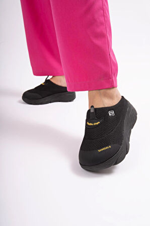 Sandal Spor Kadın Dolgu Taban Ortopedik File Sabo Doktor Hemşire Hastane Aşçı  Terlik  SİYAH SS001-0278