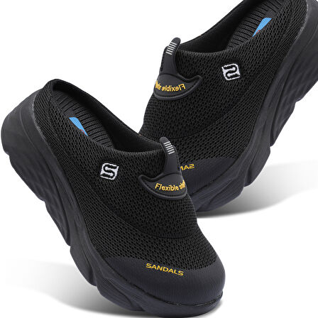 Sandal Spor Kadın Dolgu Taban Ortopedik File Sabo Doktor Hemşire Hastane Aşçı  Terlik  SİYAH SS001-0278