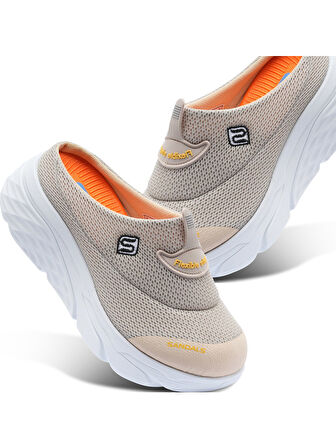 Sandal Spor S0001-0278 Kadın Dolgu Taban Ortopedik File Sabo Terlik Bej