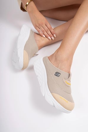 Sandal Spor Kadın Dolgu Taban Ortopedik File Sabo Doktor Hemşire Hastane Aşçı  Terlik  BEJ SS001-0278